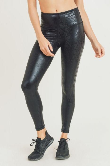 SAASHI Black Nagini Snake Foil Print Highwaist Leggings