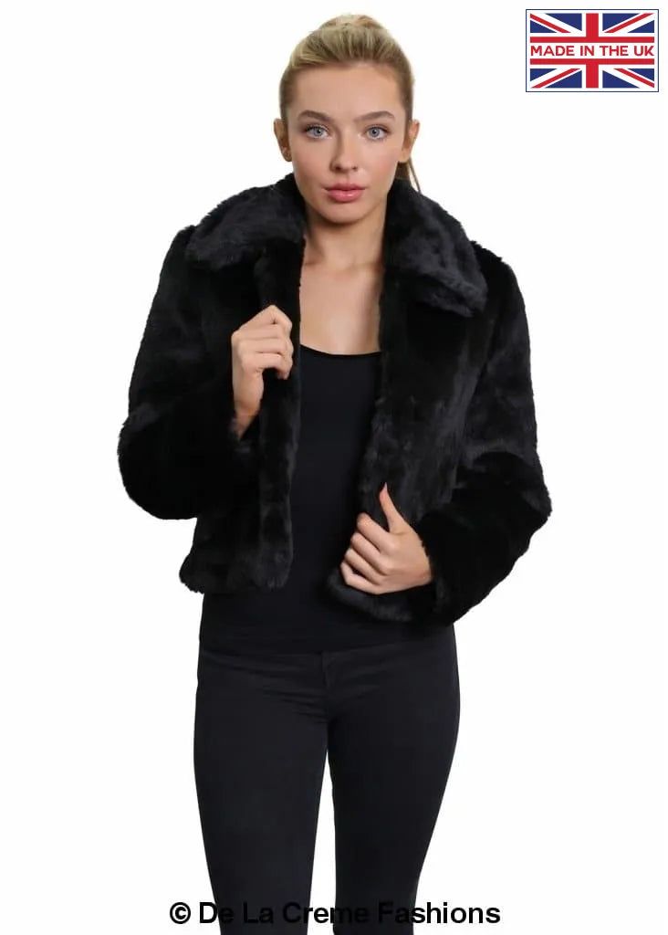 Saashi De La Creme Womens Faux Fur Bomber, Size:: UK 8/EU 36/US 4, Main Colour:: Black