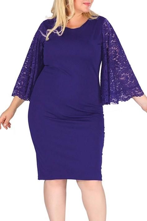 SAASHI Navy Lace Flutter Sleeve Plus Size Bodycon Formal
