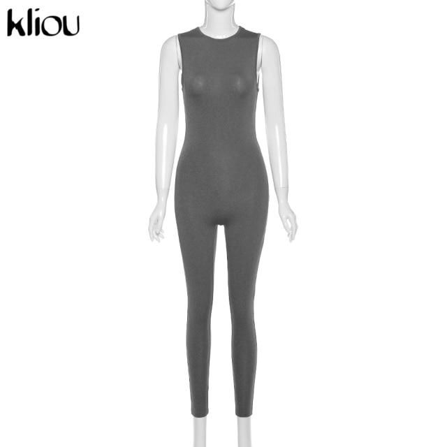 Sleeveless activewear skinny outfit, Size: L, Color: gray