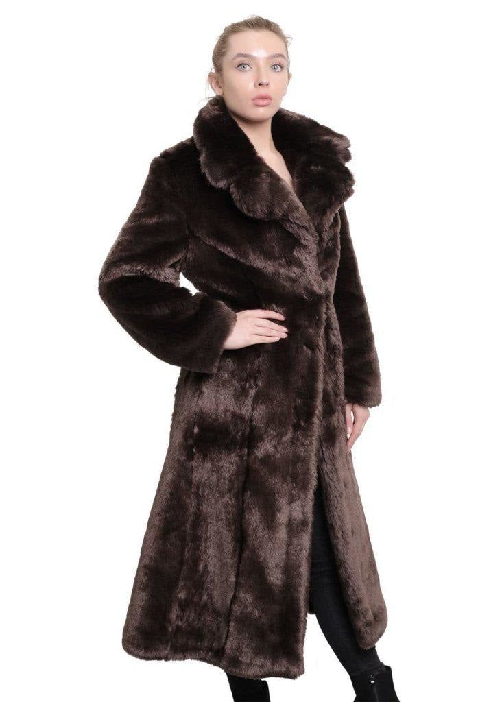 SAASHI Women&#39;s Faux Fur Long Coat