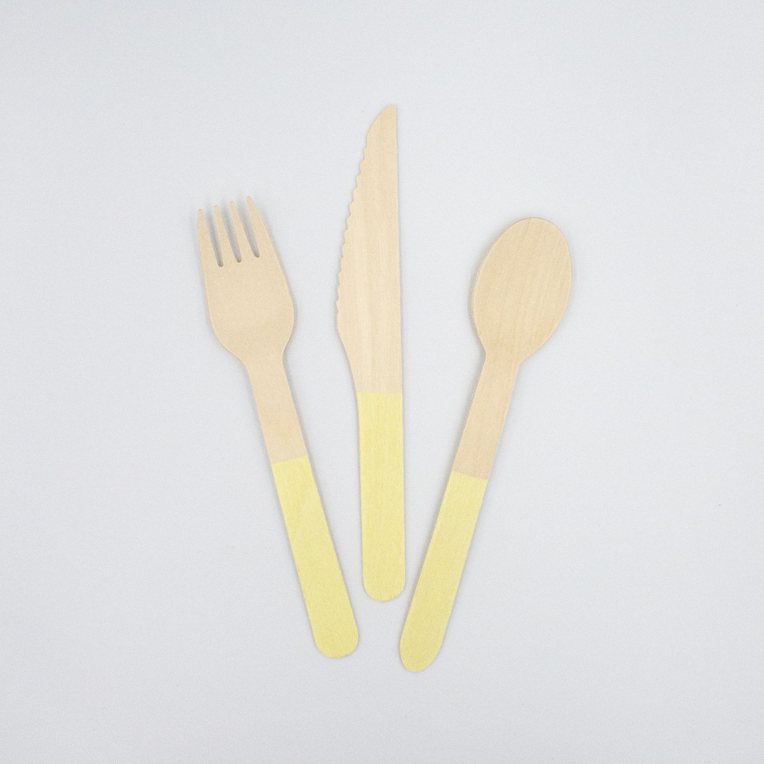 Pastel Yellow Wooden Utensils - 24 Pk