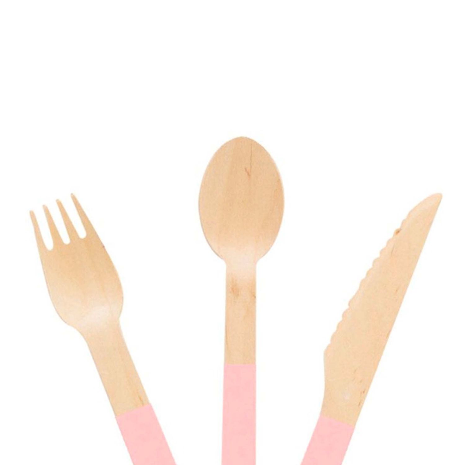Pastel Pink Wooden Utensils - 24 Pk