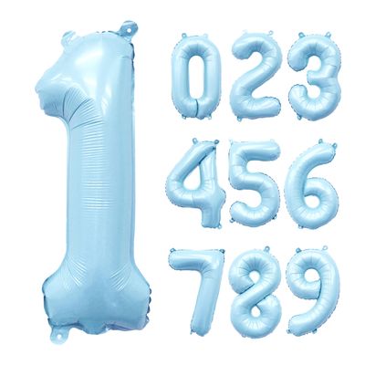 Pastel Blue Mylar Number Balloon