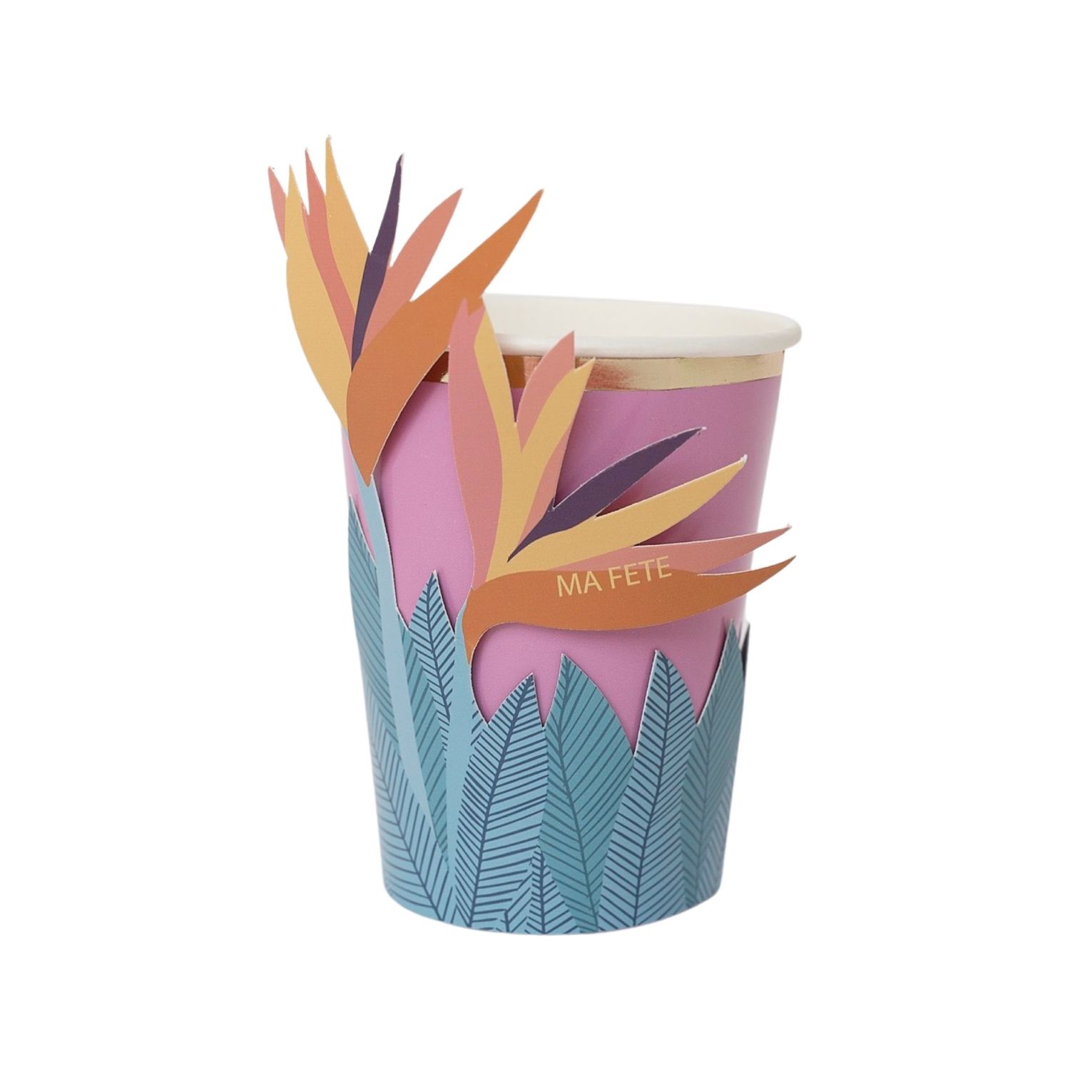 Tropical Collection, Cups with Flower Sleeves - 8 Pk