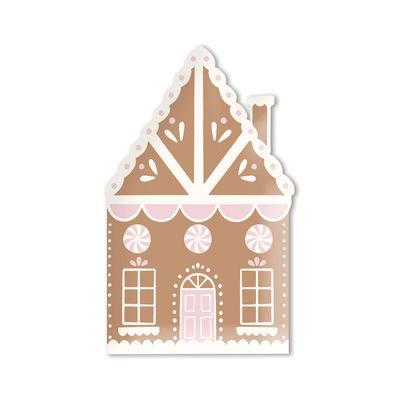 Gingerbread House Shaped Paper Plate - 8 Pk