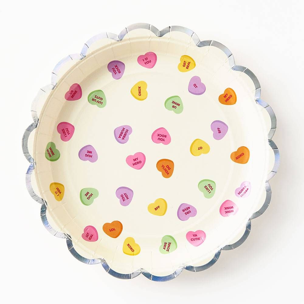 Heart Candy Scallop Valentine&#39;s Plates