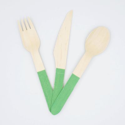Green Wooden Utensils (Set of 24)