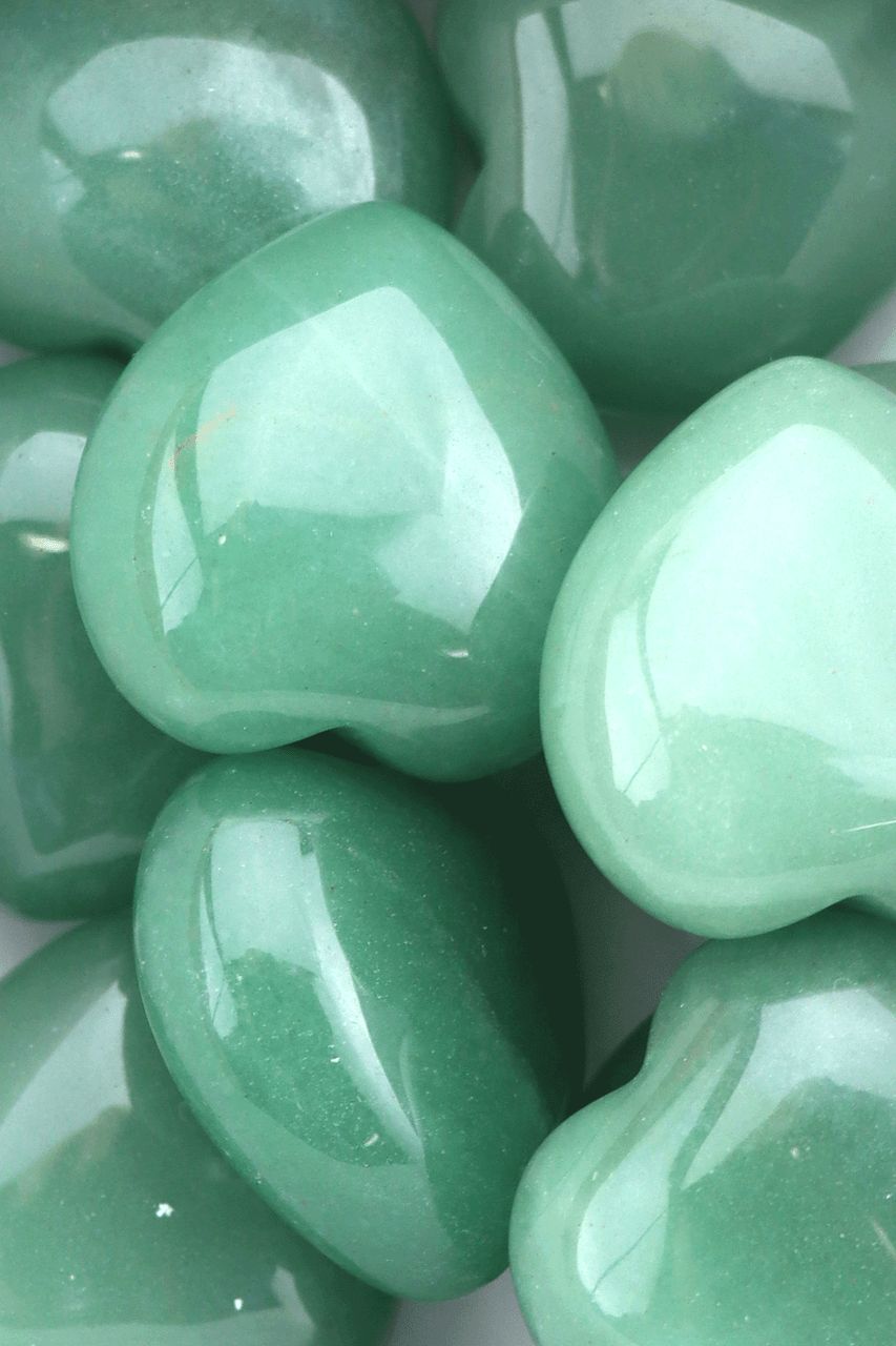 Green Aventurine Hearts