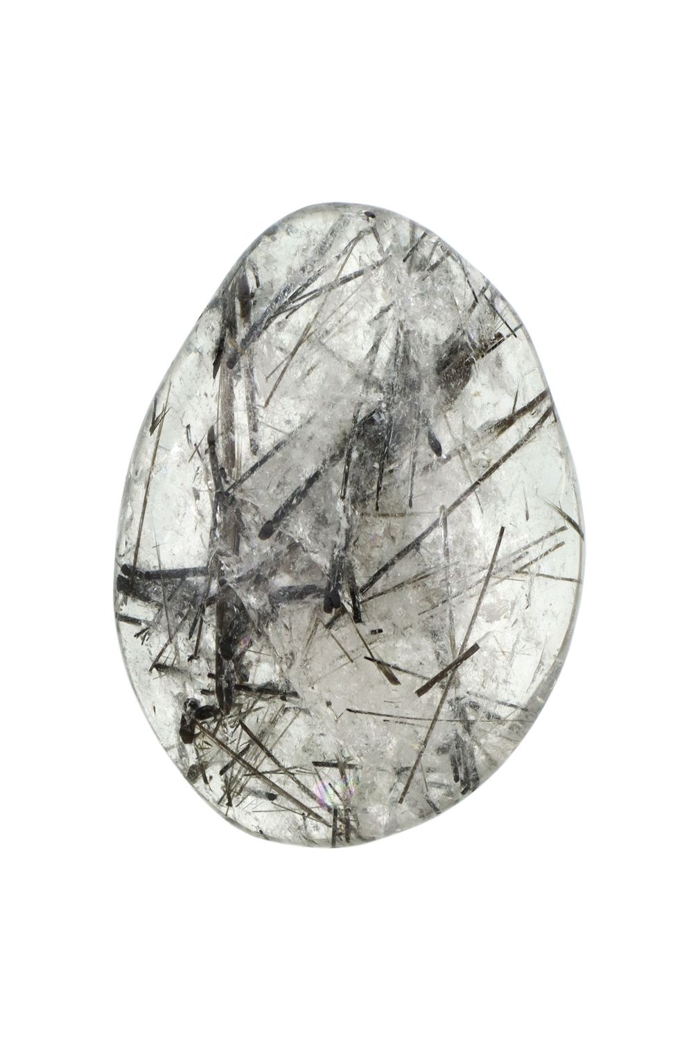 Tourmalinated Quartz Palm Stone TQP05
