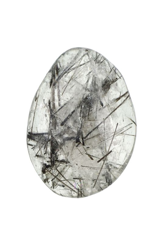 Tourmalinated Quartz Palm Stone TQP05