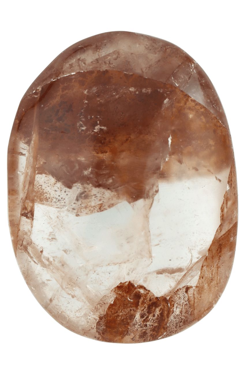 Red Hematite in Quartz Palm Stone HMTP03
