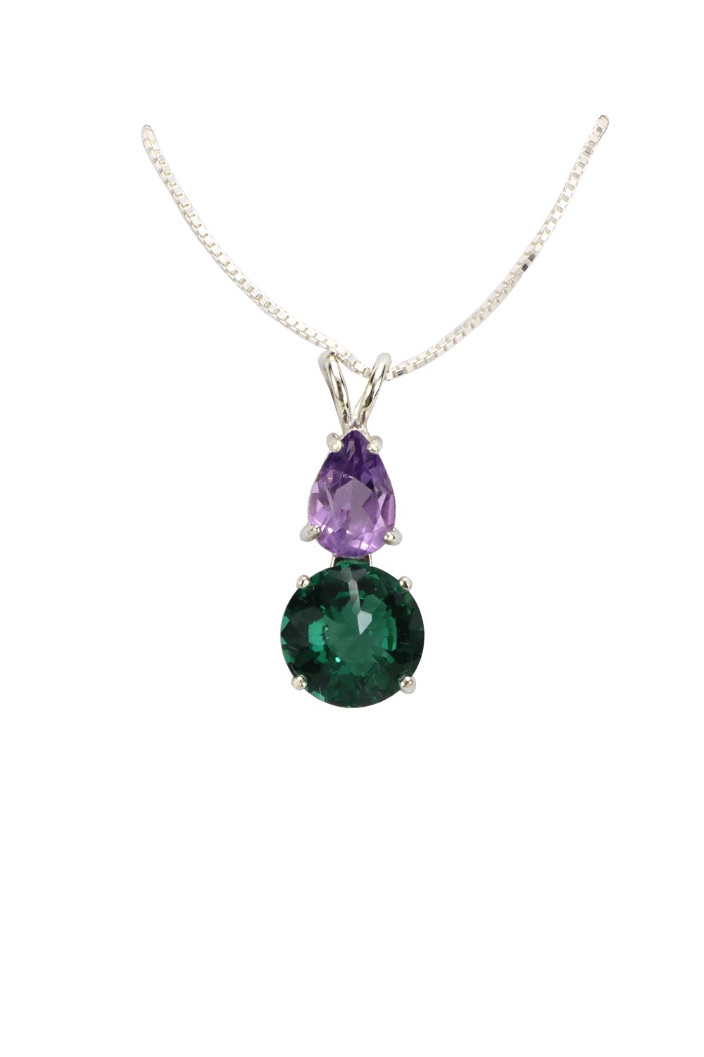 Siberian Green Quartz Mini Radiant Heart &amp; Amethyst