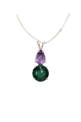 Siberian Green Quartz Mini Radiant Heart &amp; Amethyst