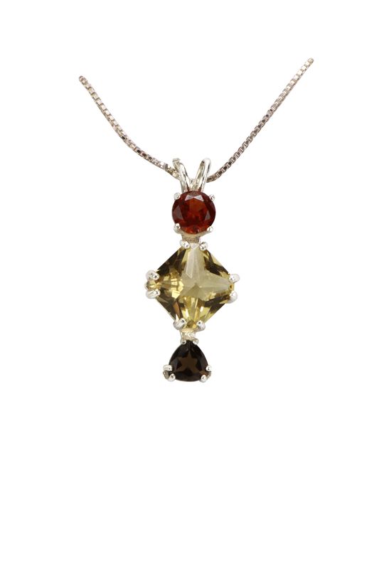 Hessonite Garnet, Citrine Mini Magician Stone &amp; Smoky Quartz