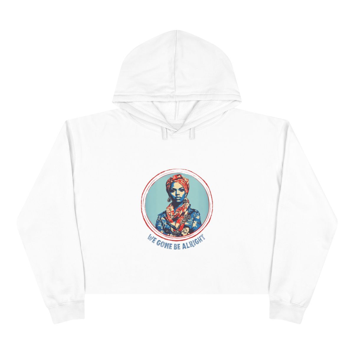 Alright Crop Hoodie, Color: White, Sizes: L