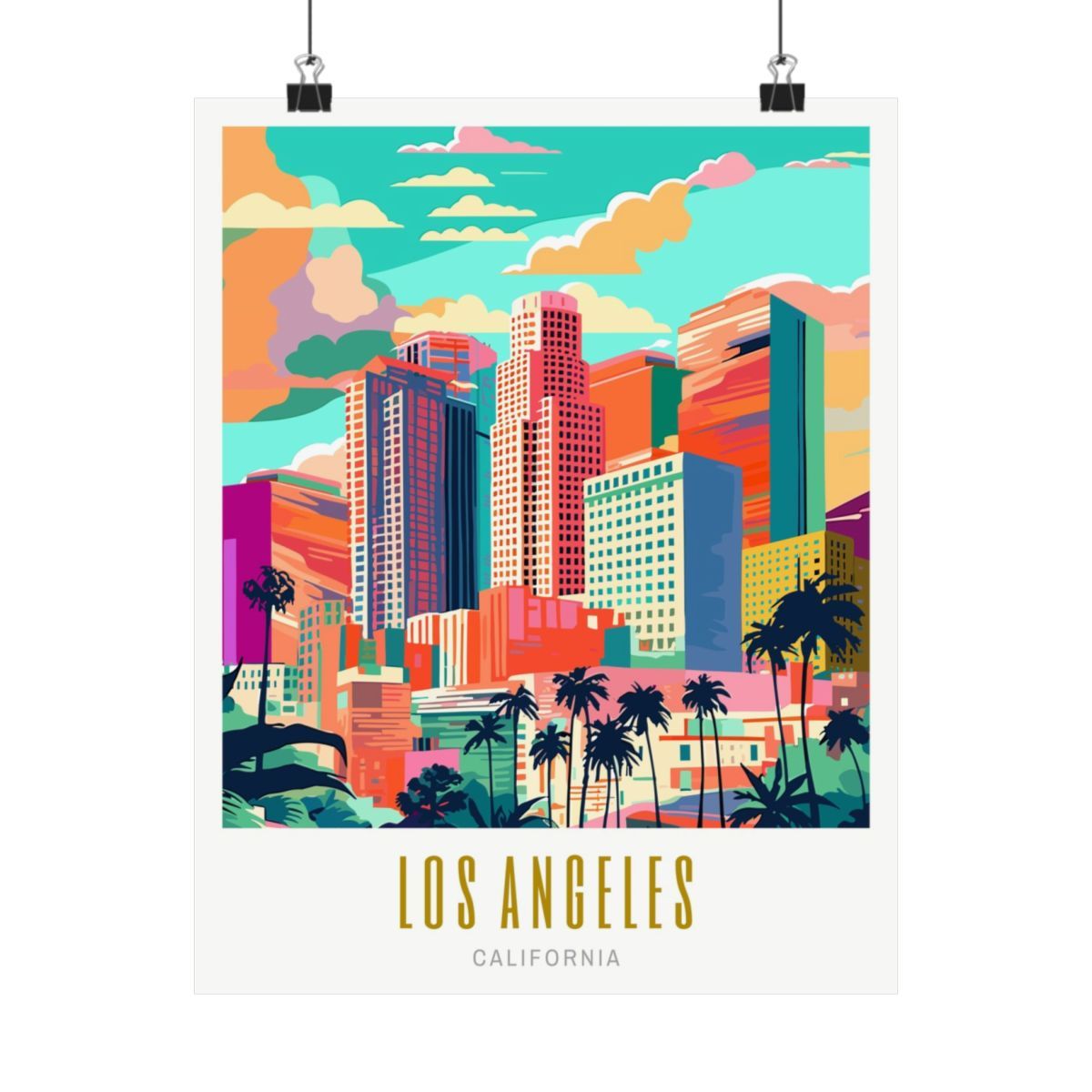 Los Angeles Skyline Matte Poster, Sizes: 11″ x 14″, Paper types: Matte