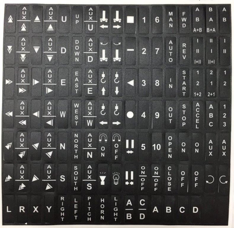 Transmitter motion button decal sheet