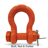8 1/2 Ton CM Safety Bolt, Nut & Cotter Shackle, 7/8" Carbon