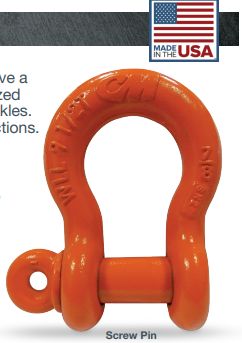 8-1/2 Ton Anchor Shackle, Screw Pin, 7/8" Carbon