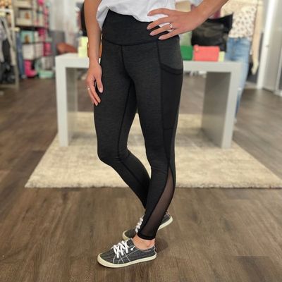 2 Tone Black Highwaist Mesh Pocket Full Leggings