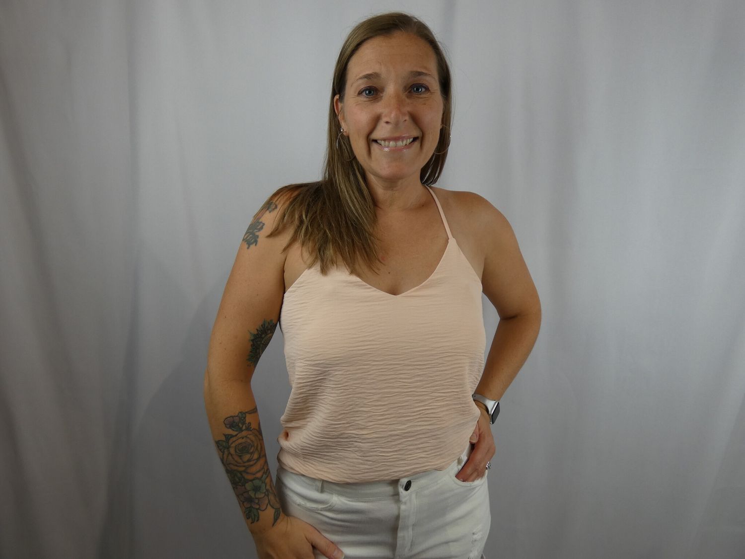 Cassie V-Neck Cami - Lt Peach