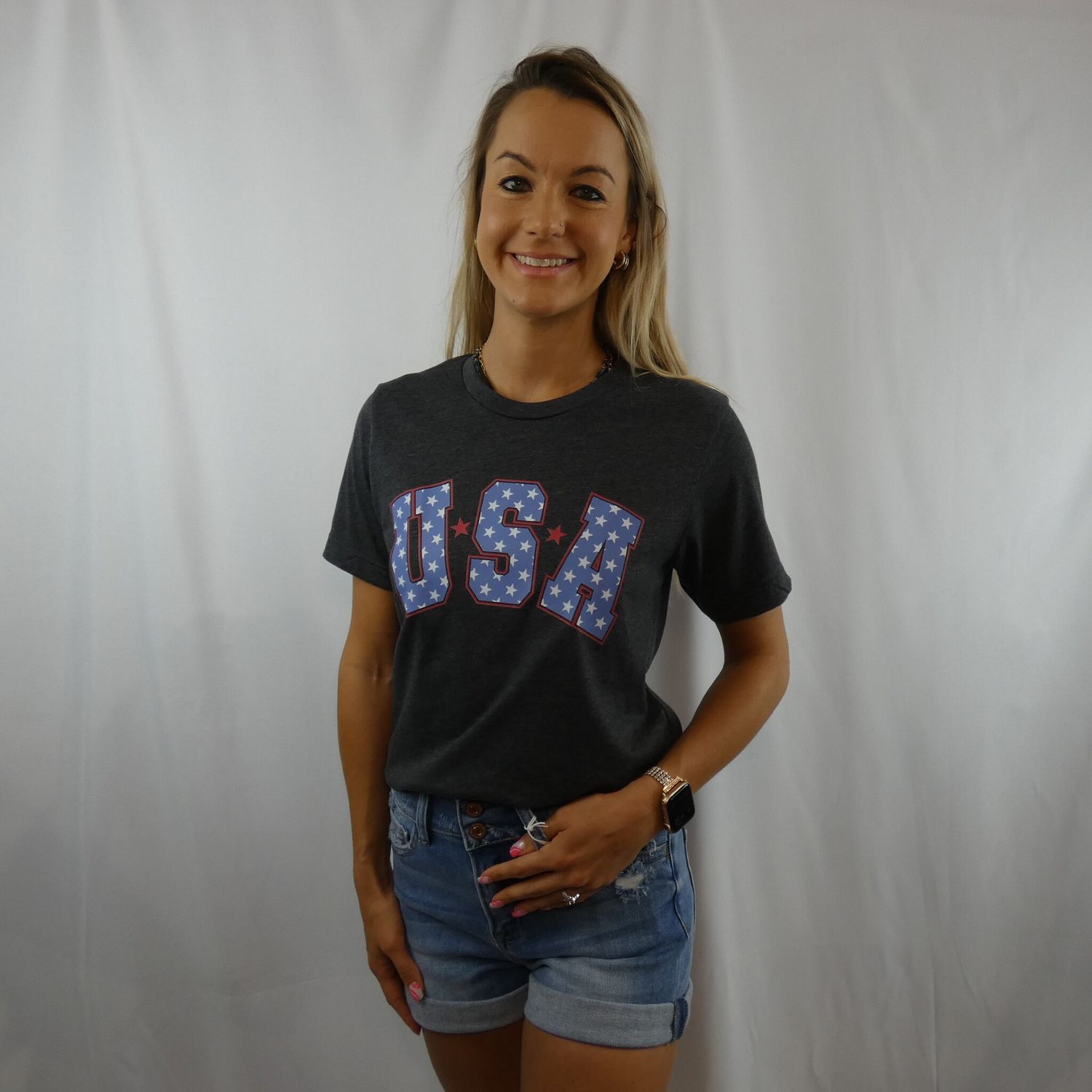 USA Tee - Heather Charcoal