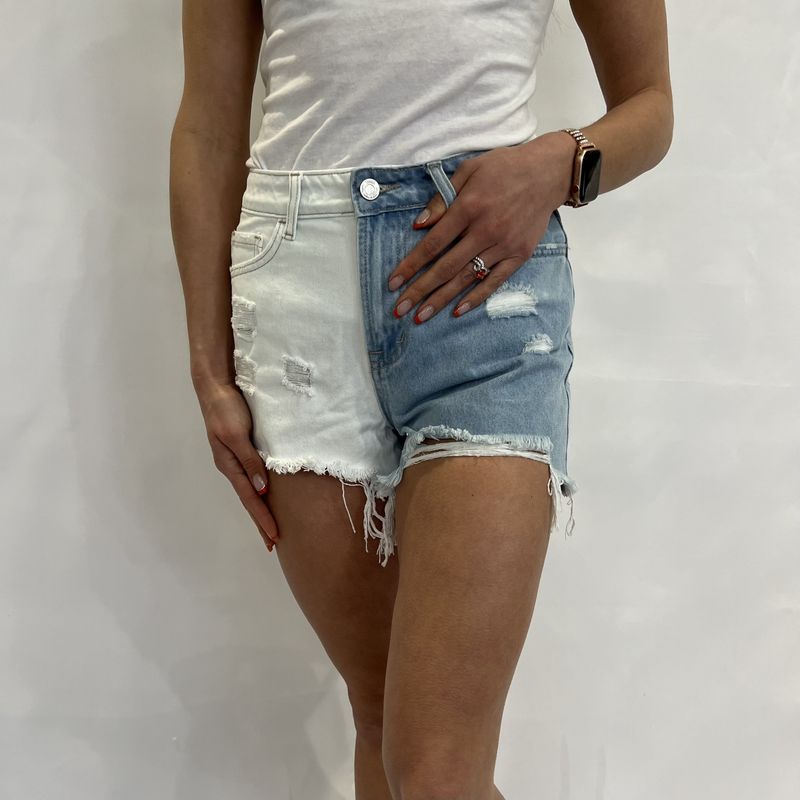 2 Tone High Rise Shorts