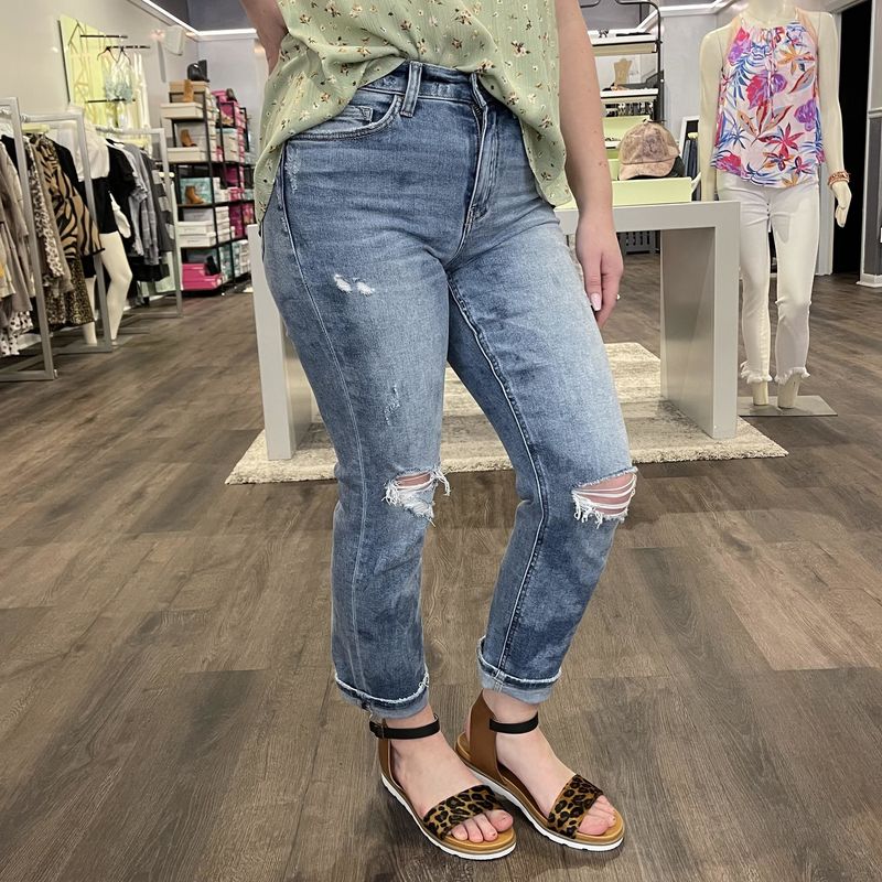 High Rise Crop Straight Jeans