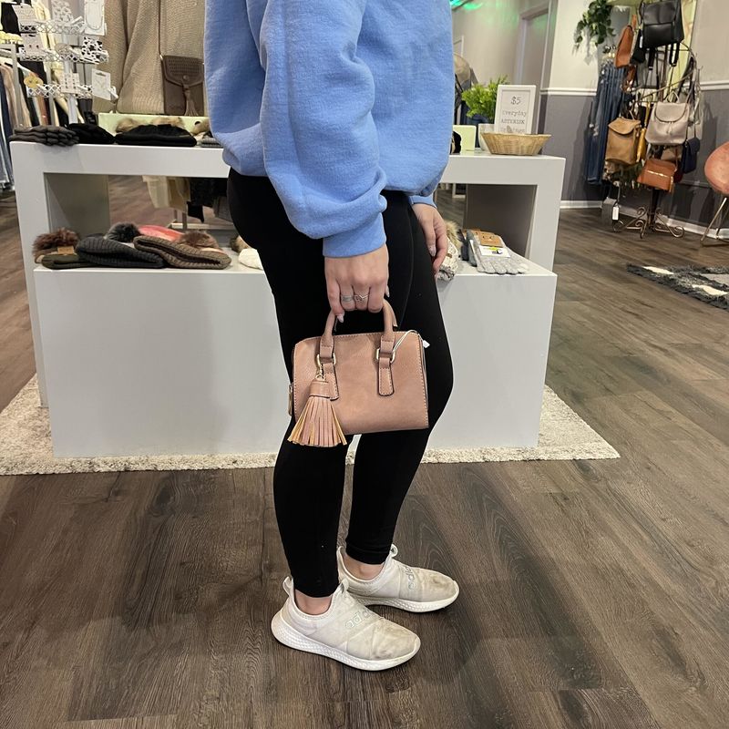 Small Zipper Tote Purse With Tassel