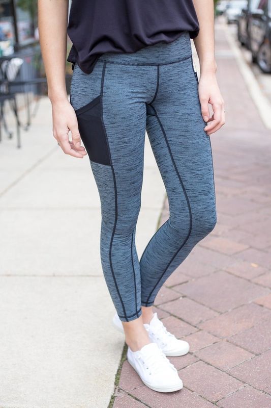 Grey Mesh Pocket Full Leggings