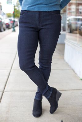 Super Dark Wash High Rise Skinny Jeans