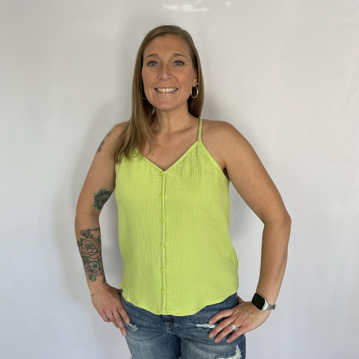 Reese Button Down Cami - Green