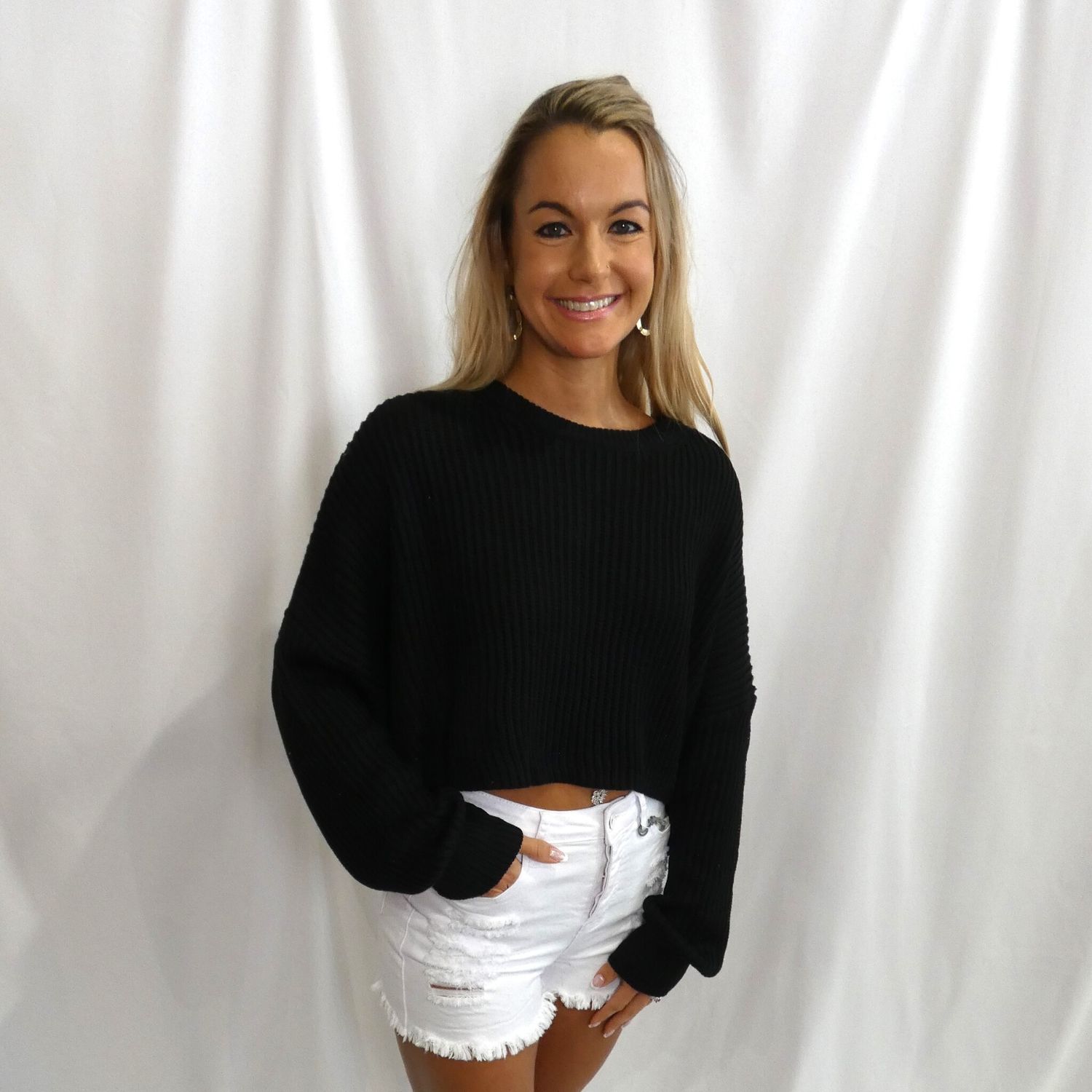 Jessie Cropped Sweater - Black