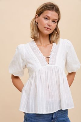 Dana Eyelet Blouse - Off White