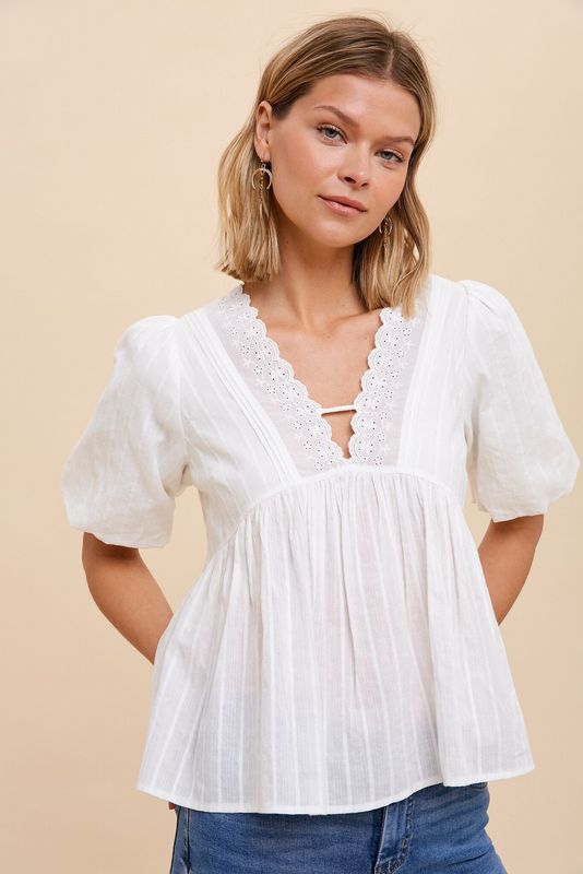 Dana Eyelet Blouse - Off White