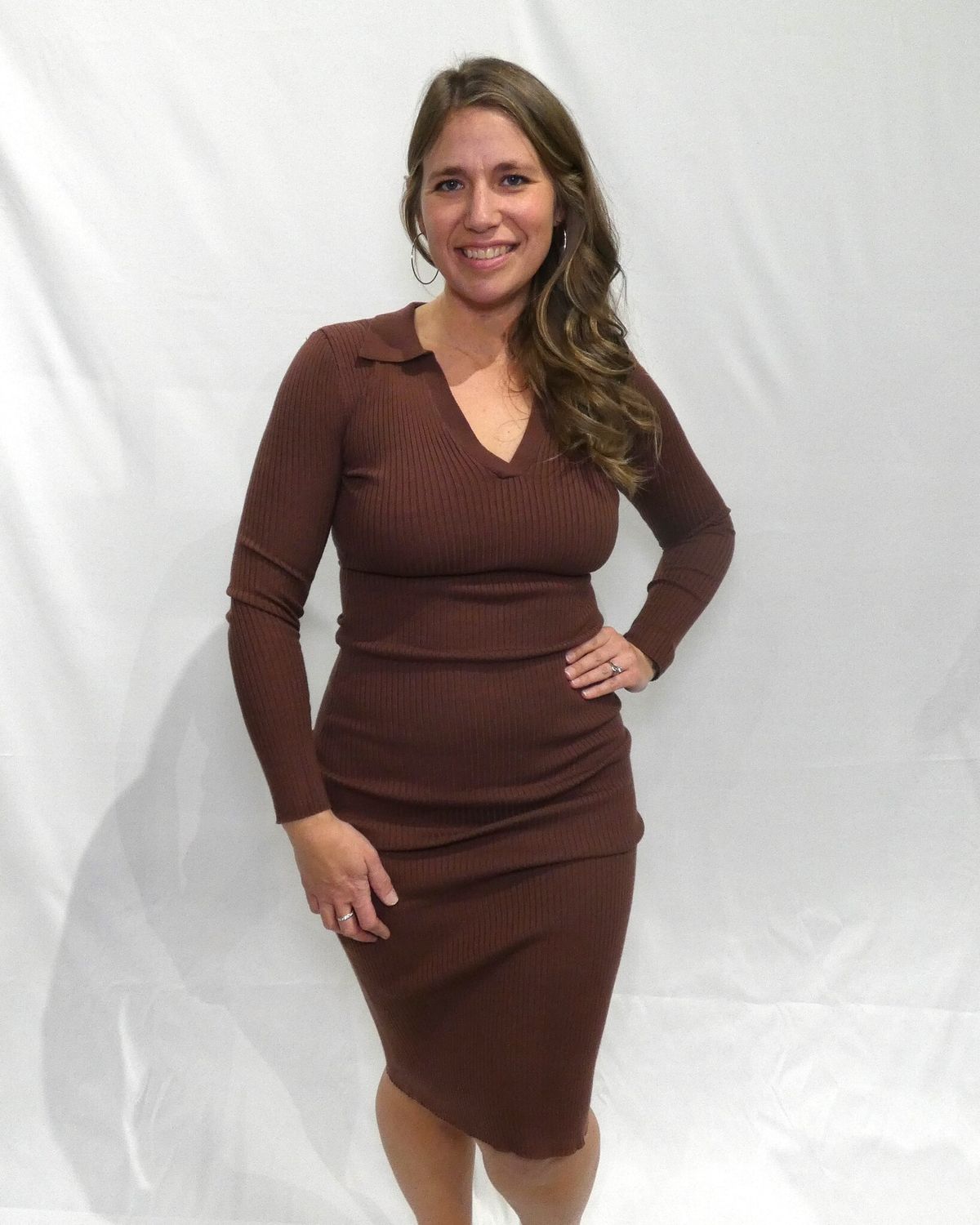 Veronica Collared Dress - Brown