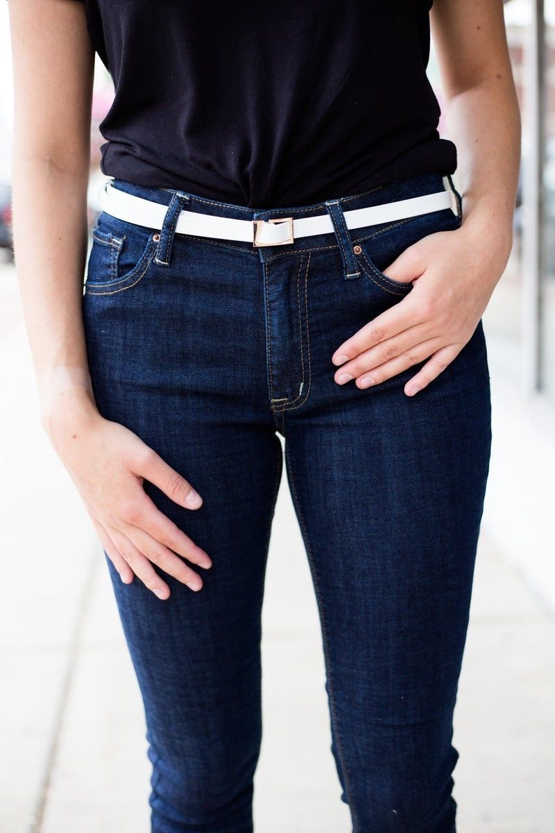 Asymmetrical Belt - White