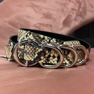 Four Ring Skinny Waist Belt - Snake