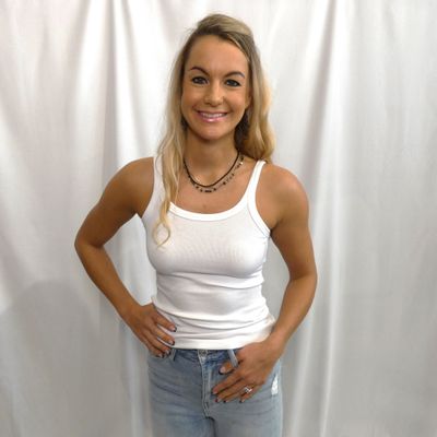 Macy Ribbed Tank Top - White