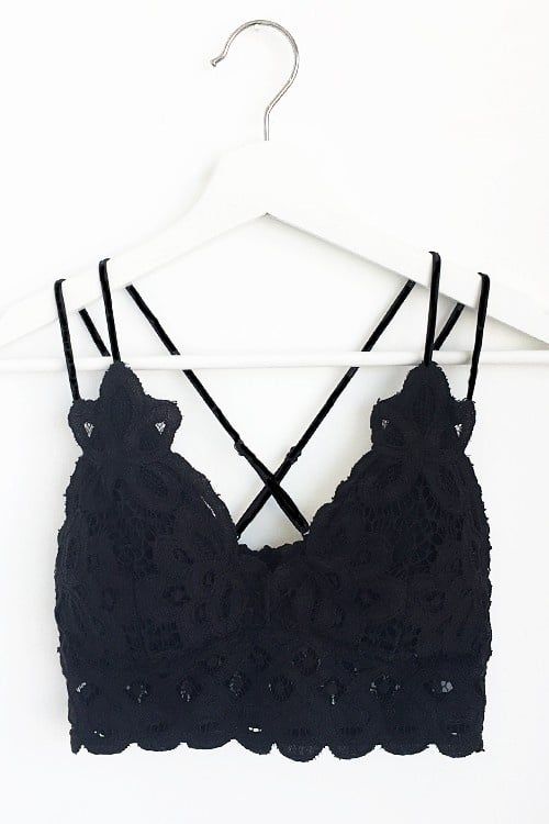 Crochet Lace Bralette - Black