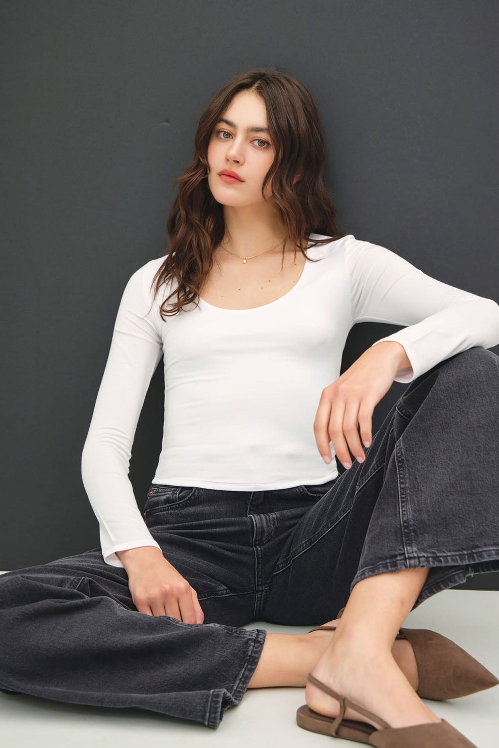 Luna Scoop Neck Long Sleeve - Off White