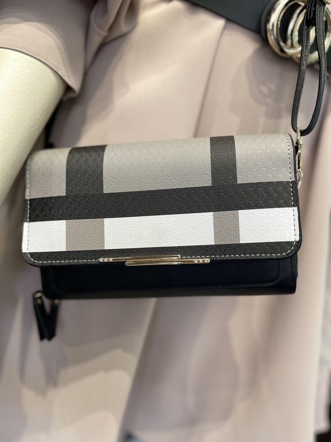 Black Plaid Clutch