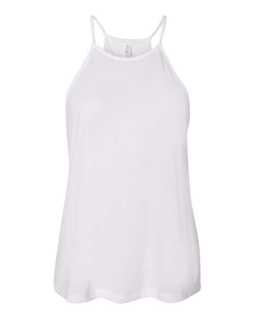 High Neck Flowy Tank - White