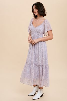 Sweetheart Midi Dress - Blue Floral