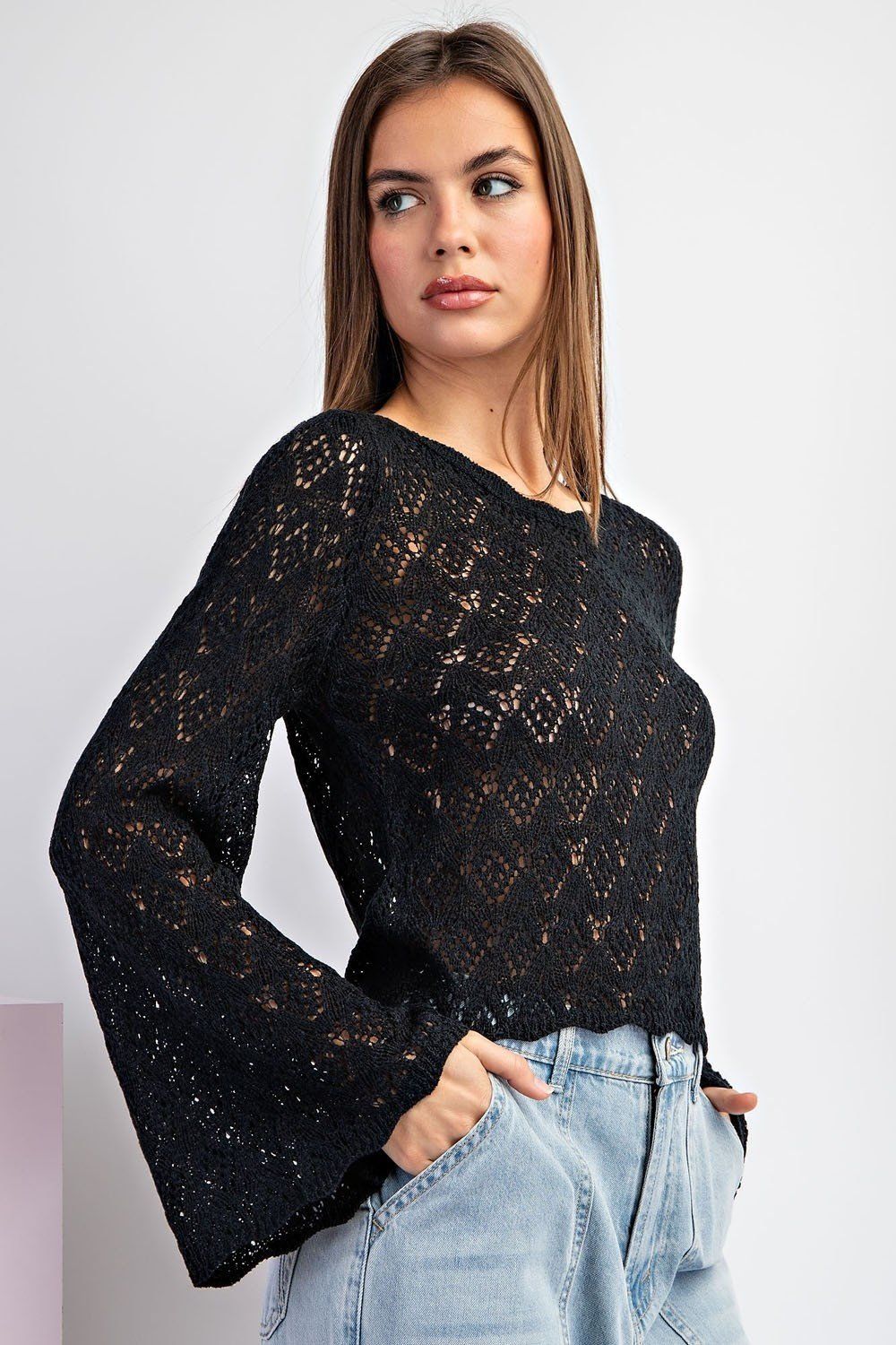 Mandy Crochet Sweater - Black