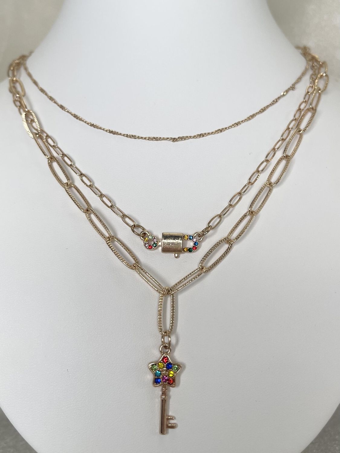 Rainbow Lock &amp; Key Necklace