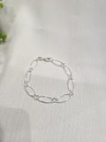 Silver Oval Link w/Hearts Bracelet