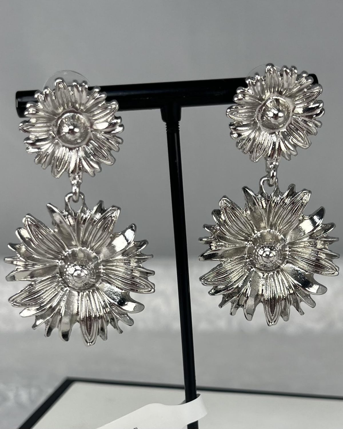 Silver Sunflower Earrings