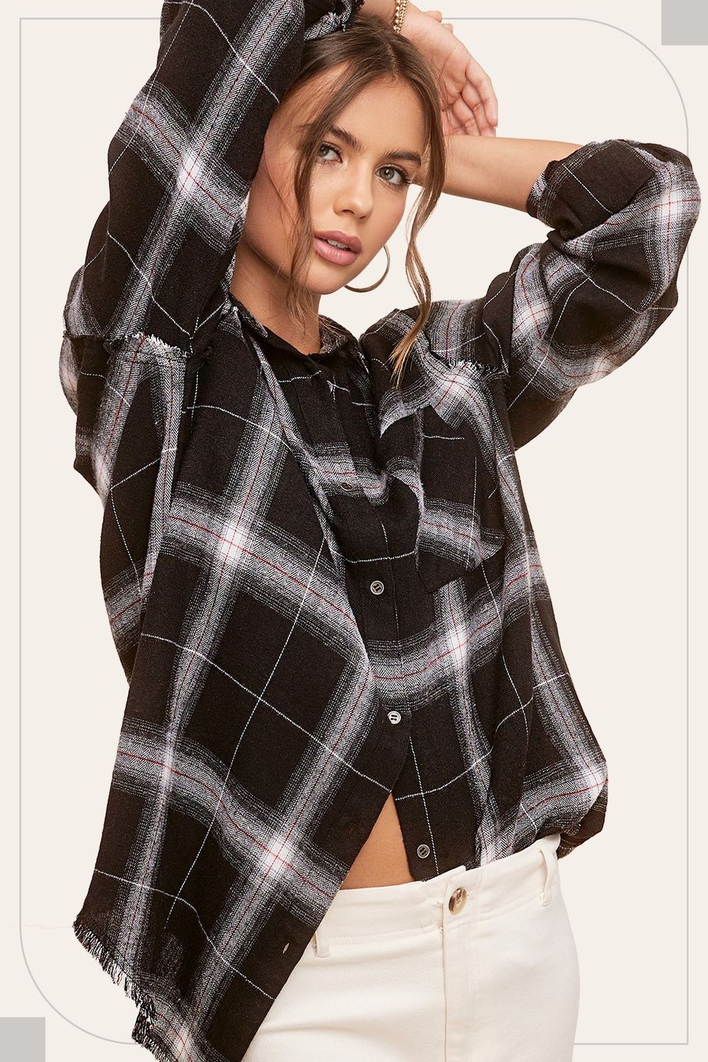 Jenelle Raw Edge Flannel - Black